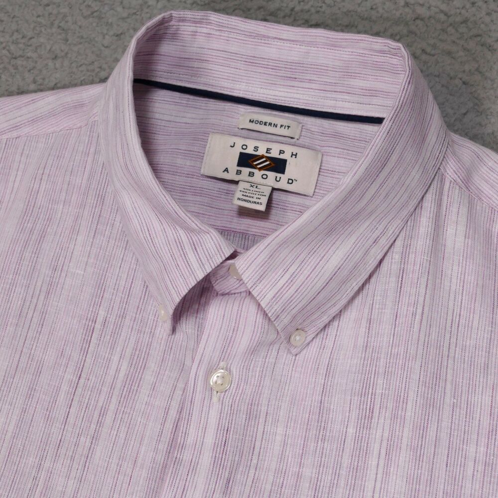 Joseph Abboud Shirt Mens XL Modern Fit Linen Blend Pink Button Down Long Sleeve